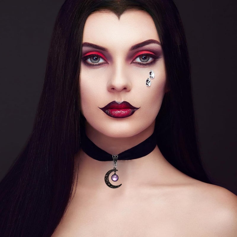 Cicod Gothic Black Velvet Goth Choker Necklace for Women,Cameo Black Choker Crow Skull Pendant Necklace Vintage Collar Skull Necklace Gothic Jewelry - Image 3